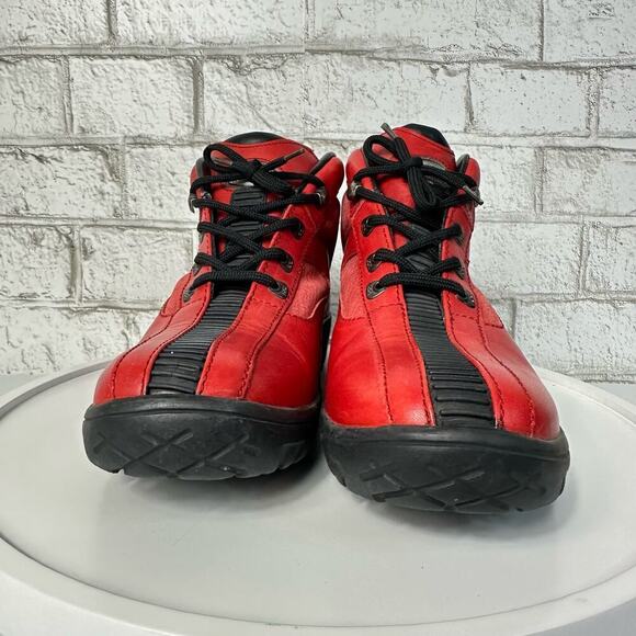 BALLY Exedo Boots St. James Vintage Lace Up Ankle Leather Red 8 - Picture 9 of 13